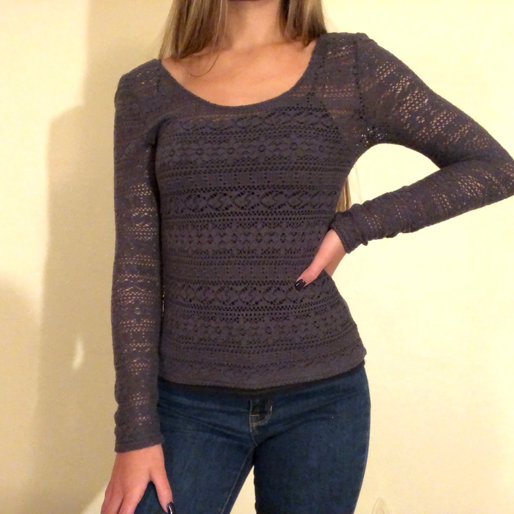 American Eagle Lace Wide-Neck Top